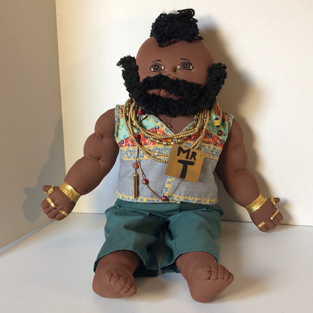 Mr. T A-Team VTG. Handmade 24” Tall Plush Clothes Jewelry Stuffed Doll Vintage